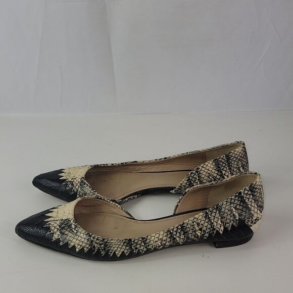 Tory Burch Snakeskin D'Orsay Woven Leather Flats - Picture 7 of 15